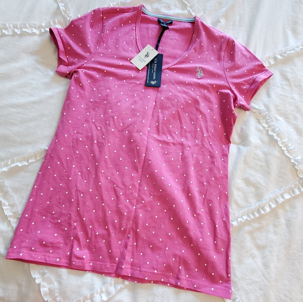 🌷Polka Dot V-Neck Shirt NWT